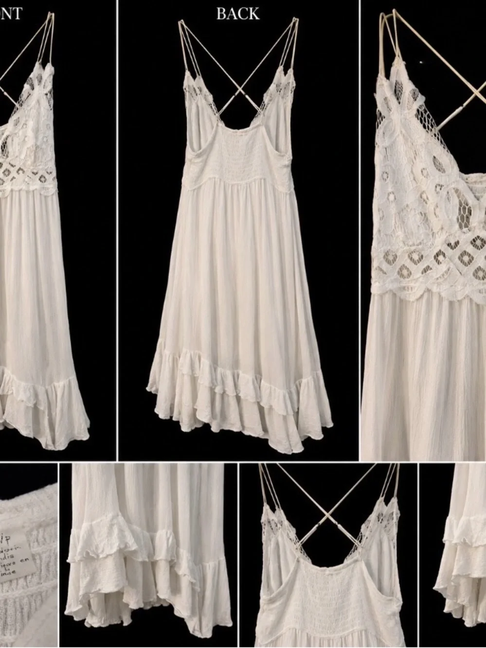 Free People Cream Lace Bodice High-Low Dress